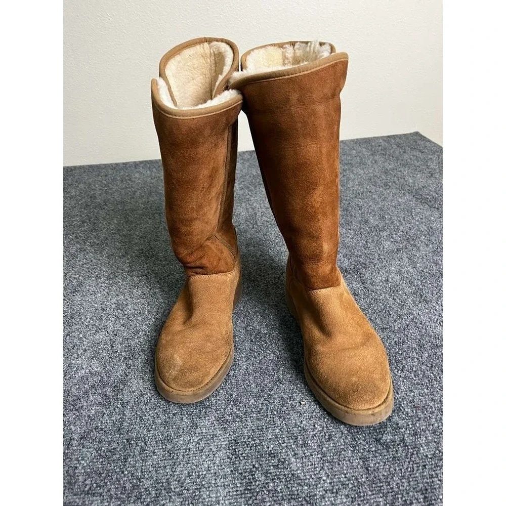 UGG Kara Classic Tall Slim Chestnut Water Resistant Wedge‎ Boot Women Size 9